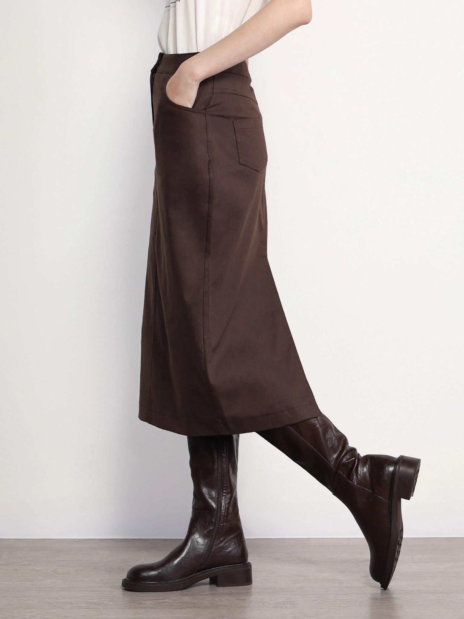 Юбка темно-коричневого цвета из смесового хлопка